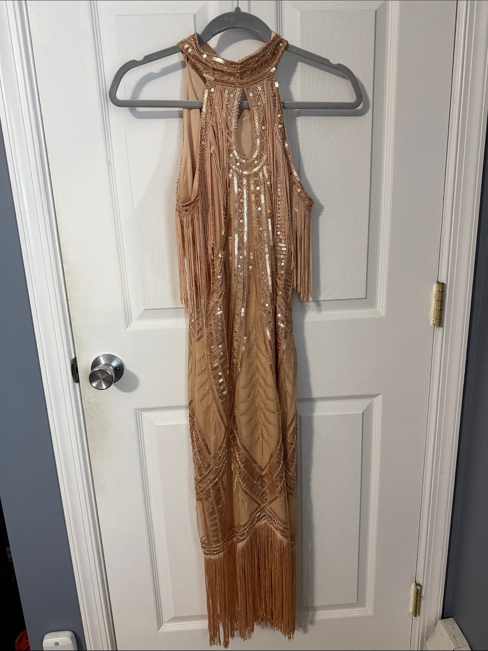 Women's 1920s Cutout Crew Neck Fringe Flapper Dress